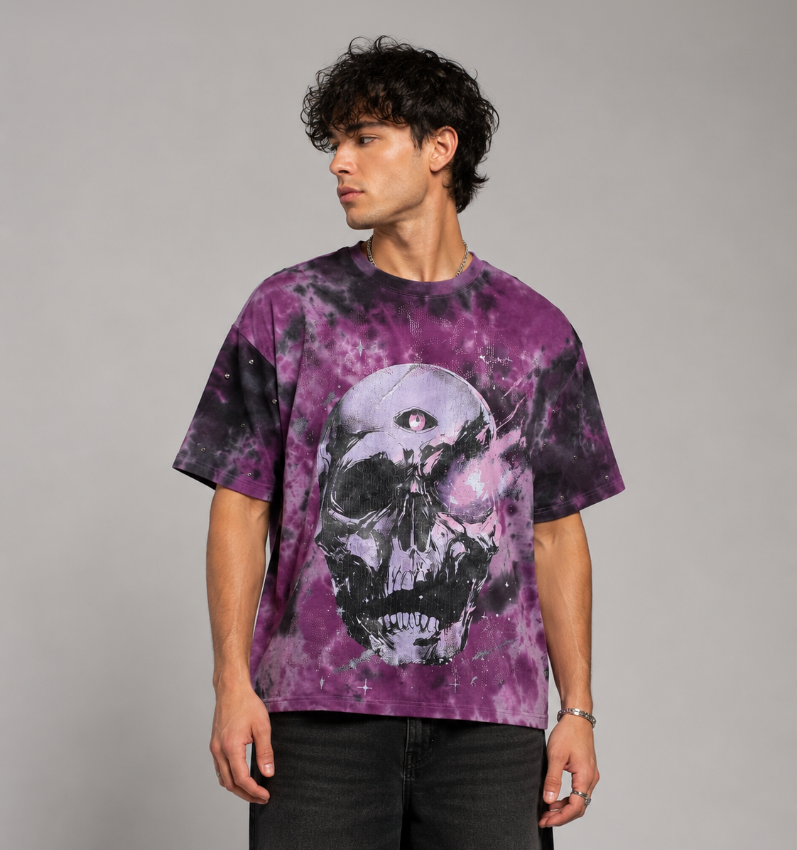 Skull Shirt (Purple/Black Acid Wash)