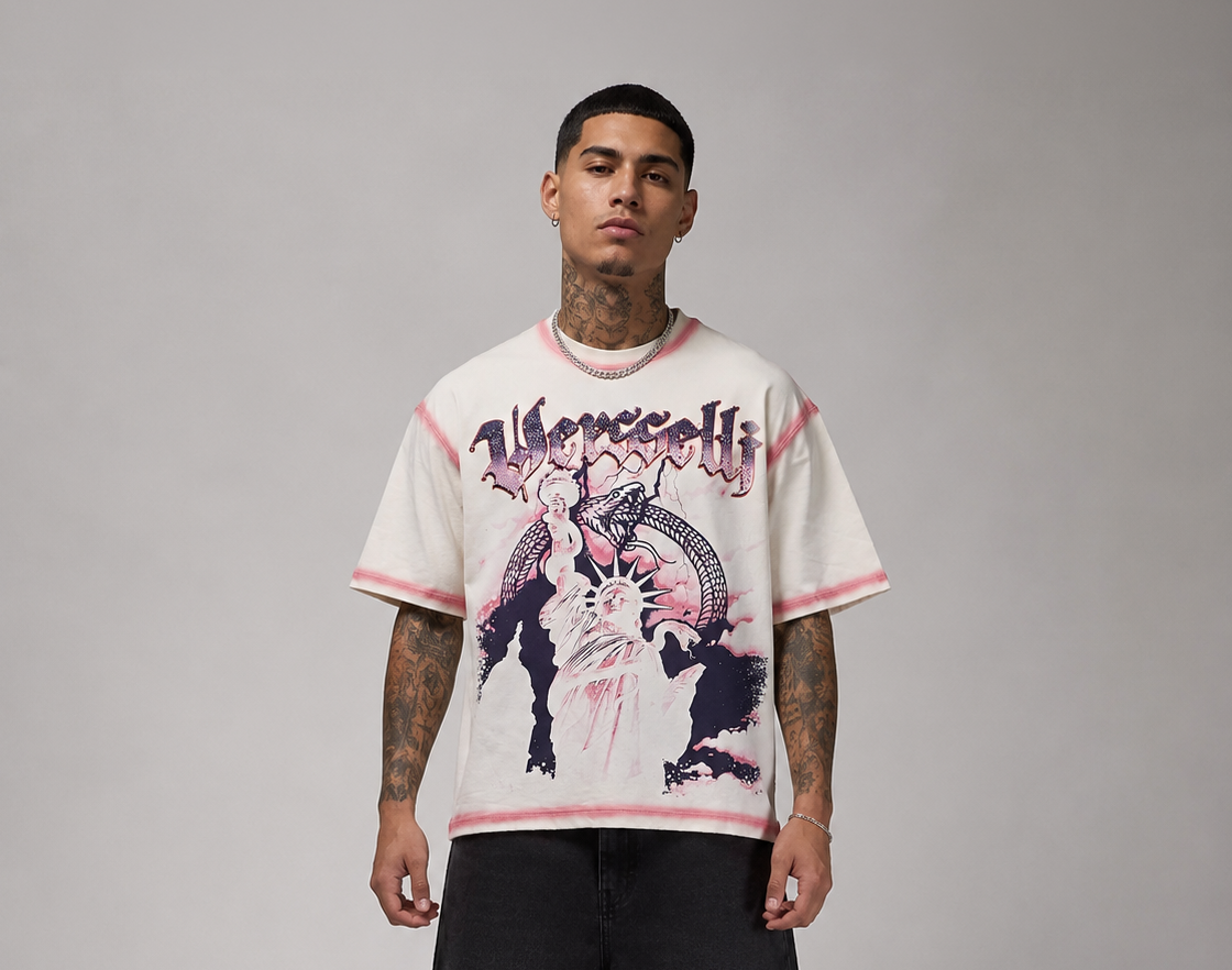 Snake Shirt (Cream/Pink)
