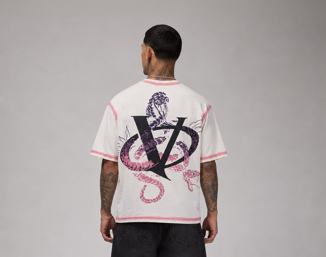 Snake Shirt (Cream/Pink)